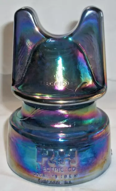 Jumbo Commemorative Insulator - H & H ELECTRIC CO -MADE IN USA - Blue Carnival