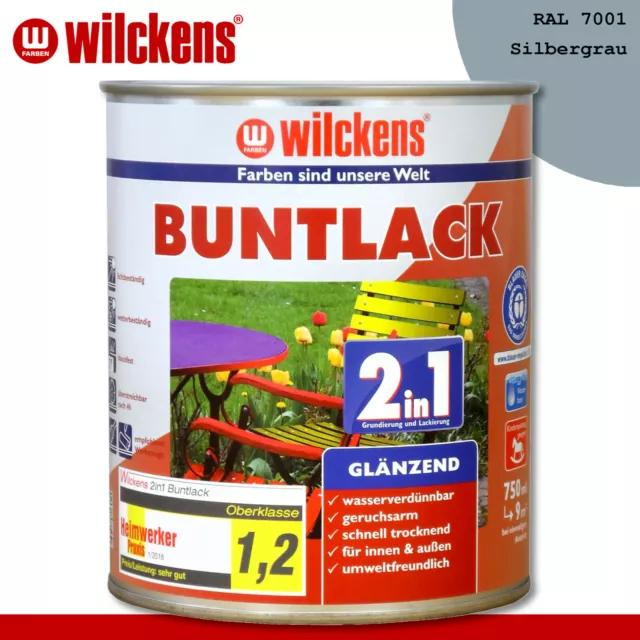 Wilckens 750ML Laca Colorida 2in1 Brillante Ral 7001 Gris Plata Interior Y