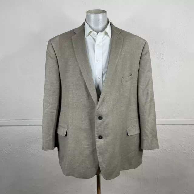 Calvin Klein Sport Coat Blazer Mens 56R Textured Beige Silk Wool 3