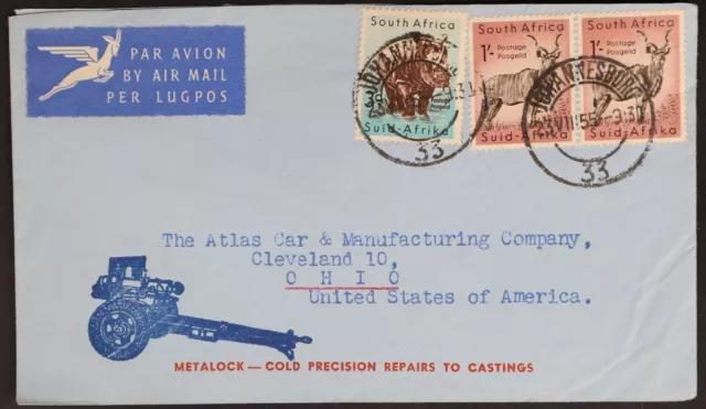 MayfairStamps South Africa 1955 Metalock Advertising Johannesburg to Cleveland O