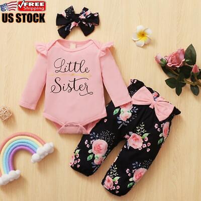 Toddler Kids Baby Girls Tracksuit T Shirt Tops Pants Outfits Floral Clothes Set