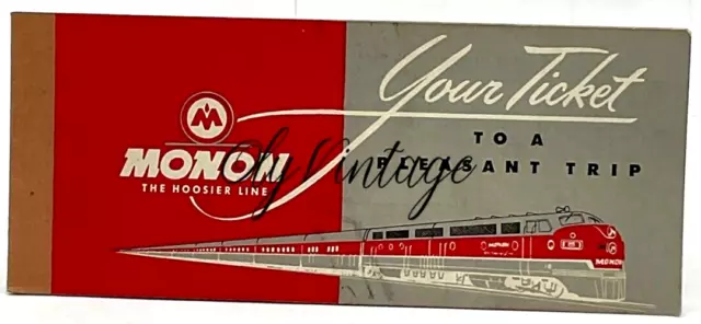 RARE VINTAGE VOID Monon Hoosier Line Train Ticket Chicago Indy