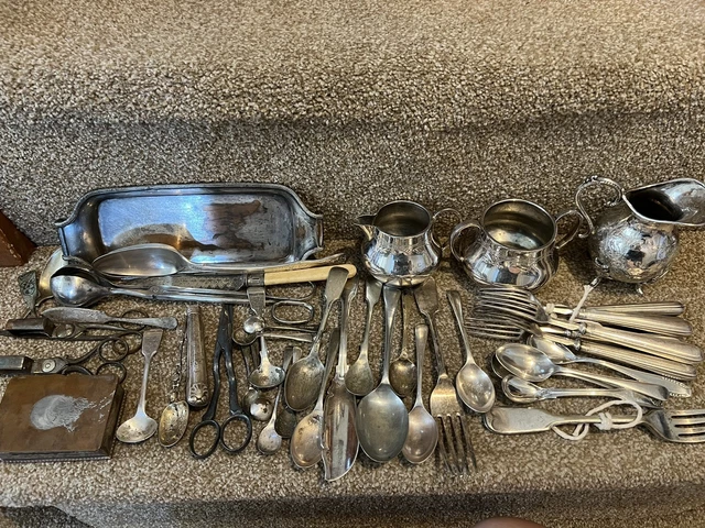 Antique Victorian English Silver Electro And Others Job Lot Attic Find Curios