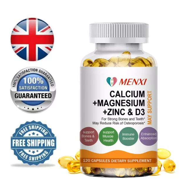 Zinc Calcium Magnesium & Vitamin D Complex Supplement 120 Vegetarian Tablets