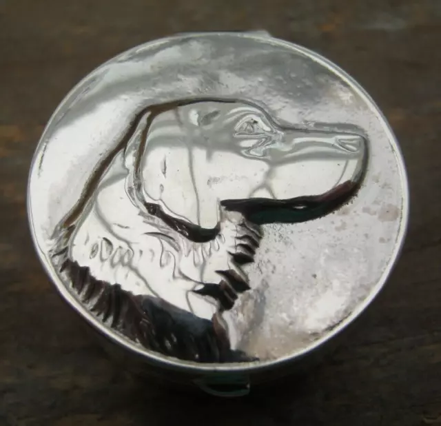 Beautiful Hallmarked Sterling Silver Retriever Dog Box - Pill Snuff Hunting Game