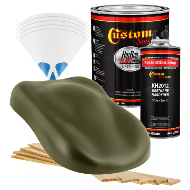 HOT ROD FLATZ Olive Drab Green Gallon Kit URETHANE Flat Auto Car Paint Kit