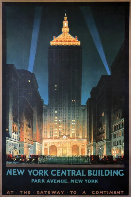 New York Central Building Vintage Travel Cool Wall Decor Art Print Poster 12x18
