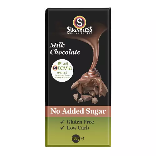 907782 1 X 100G Sugarless Confectionery No Added Sugar Milk Chocolate Block