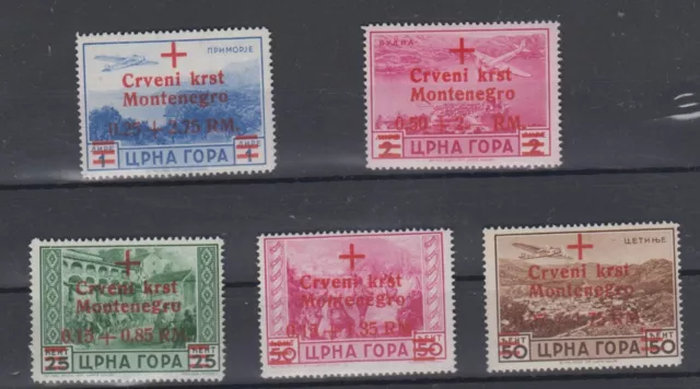 Montenegro, Nr. 29-30, 33-35, postfrisch, geprüft Brunel BPP