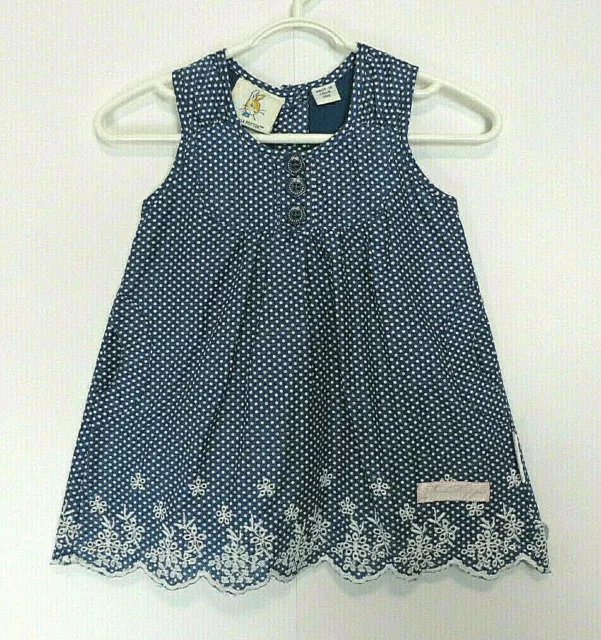 Baby Girl's Lovely Blue & White Spotted Peter Rabbit Dress - Size 000