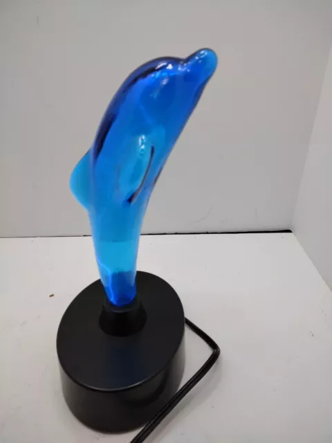Vtg Lumi Source Electra Blue Dolphin Motion Lamp Plasma Oval Base 12 In Mh-04