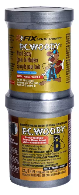 Pc-Woody Wood Repair Epoxy Paste, Two-Part 12 Oz in Two Cans, Tan