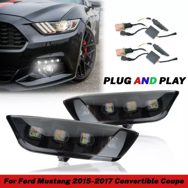 LED Front Bumper Fog Light for Ford Mustang 2015-2017 DRL Turn Signal Lamps