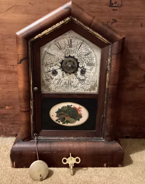 Antique Wood Mantle Clock Wm L. Gilbert Clock Co Winsted, Connecticut