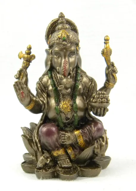 3" Ganesh Ganesha Elephant Hindu God In Meditation Bronze Finish Statue 3314