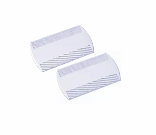 2 X White Double Sided Nit Combs for Head Lice Detection Comb Kids Pet Flea