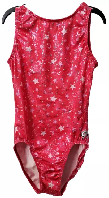 GK Elite Star Moon Foil Leotard AS Adult Small Pink Leo Sparkle Gymnastics Dance