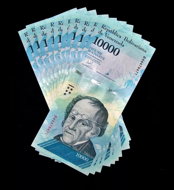 10 x Venezuela 10,000 (10000) Bolivares, 2017, P-98, aUNC banknotes / currency