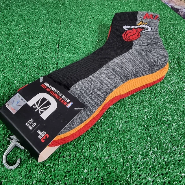 Miami Heat 3 Pair Pack Mens Socks Size 6-12 Quarter Cut New (H1)