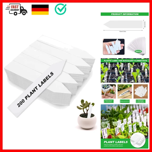 200 Pflanzenschilder Zum Beschriften - Wetterfeste Pflanzenstecker 6x10cm Für Garten