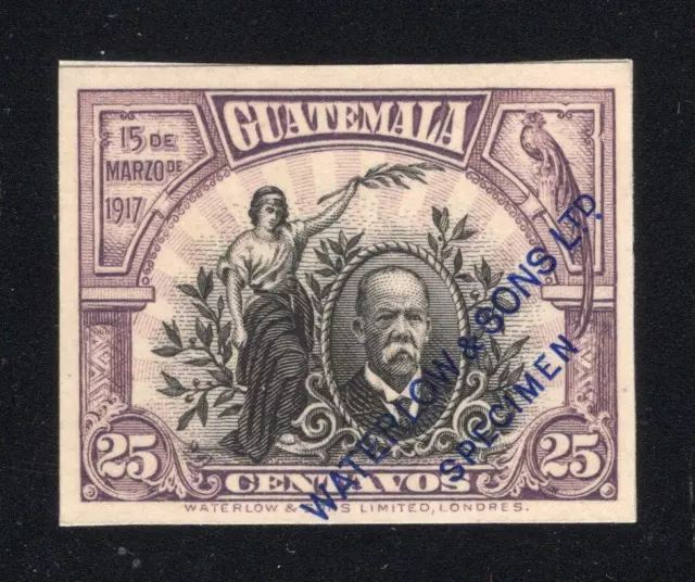 Guatemala 1917 25c Waterlow & Sons Specimen - NGAI - SC# 158s  Scarce!!