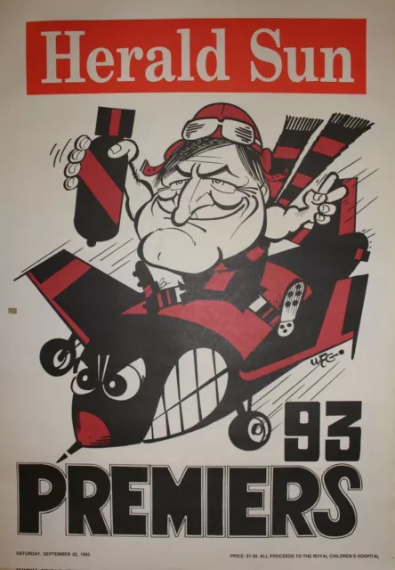 1993 Original Essendon Herald Weg poster Bombers Premiership