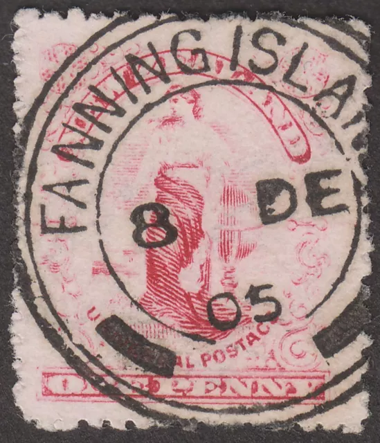 New Zealand used Gilbert Ellice Islands 1905 1d Universal FANNING ISLAND Pmk