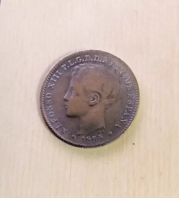 Coin 20 Centavos 1895 Alfonso XIII Puerto Rico