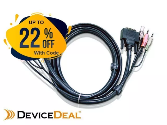 ATEN 2L-7D03UD USB DVI-D Dual Link KVM Cable with Audio - 3.0m