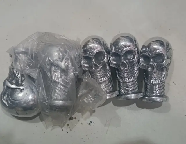 Set Of 5 Solid Aluminium Skull Head Handle For Wood Cane Walking Stick Handmade