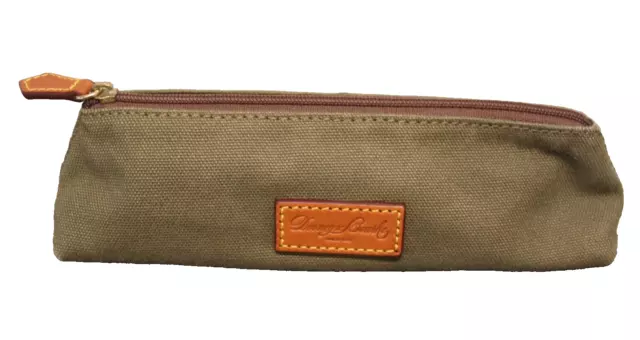 Dooney And Bourke Makeup Cosmetic Coin Bag Pouch Clutch Khaki Fabric Zip Bag