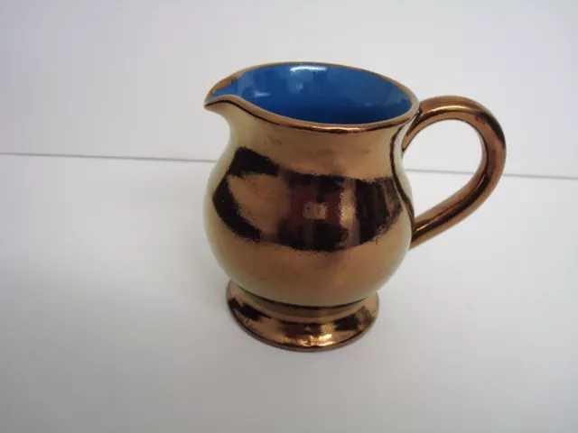 Vintage Copper Lustre Jug From Creigiau Pottery Wales 1/4 Pt. Approx 3.5" Tall