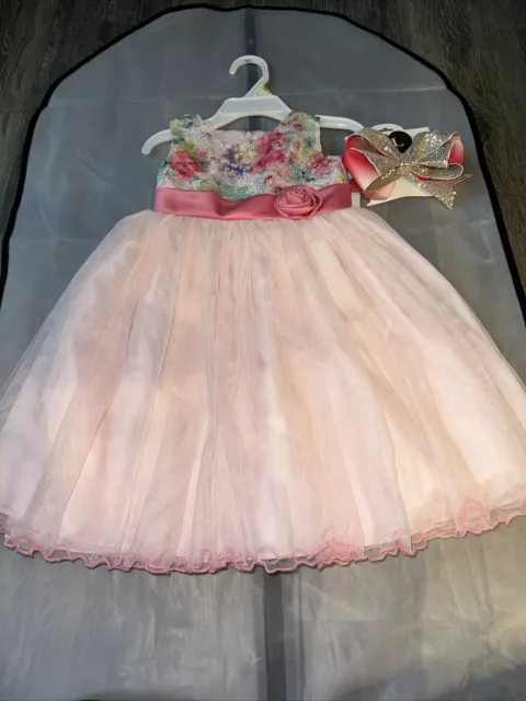 NEW NWT Girls size 4T  tulle&lace  formal dress by Bonnie Jean Blush Rose