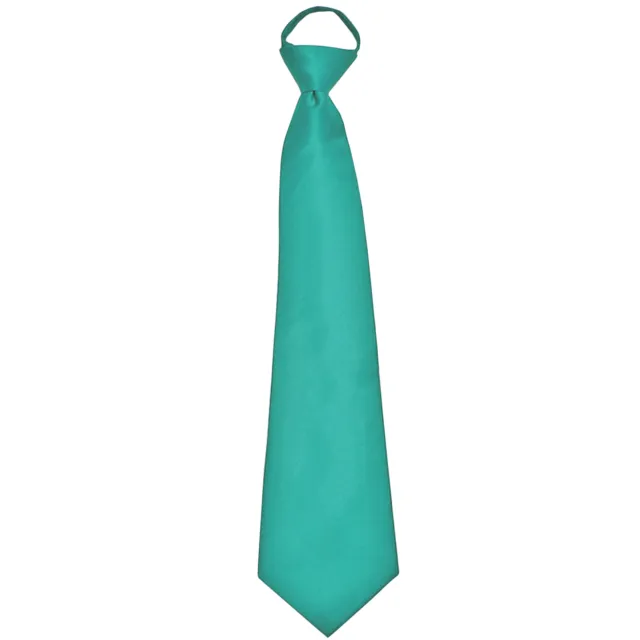 New Polyester Men's ready knot pre tied neck tie only solid formal aqua blue