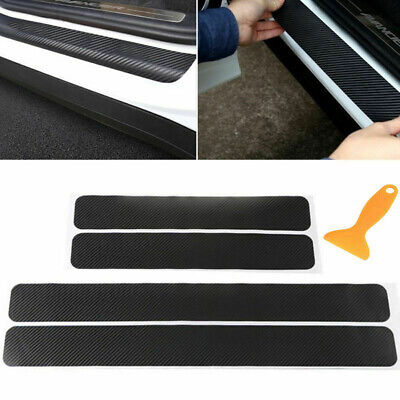 4pcs Carbon Fiber Car Door Plate Sill Scuff Cover Anti Scratch Sticker Protector