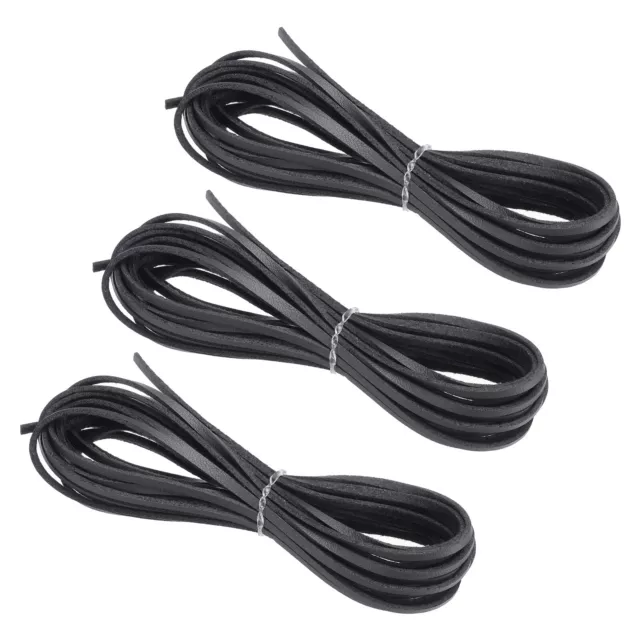 3pcs 3mm x 5 Yards Leather Cord for Necklace Bracelet, Dark Grey