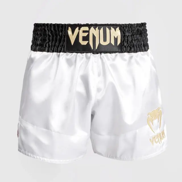 White/Black/Gold Venum Classic Muay Thai Shorts