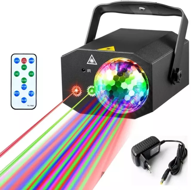 Proyector laser con bola mágica fiesta.Función 2 en 1.Laser + luces de fiesta