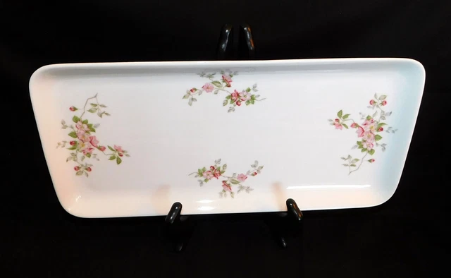 Vtg Bareuther Waldsassen Bavaria Germany Rectangular Serving Tray Pink Floral