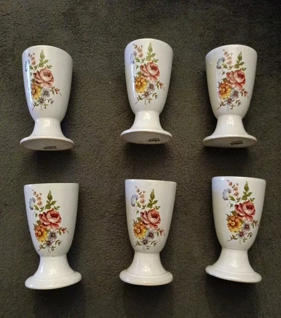 Lot De 6 Verres à Café Mazagrans Vintage Yves Rocher - Décor Fleurs Roses - France