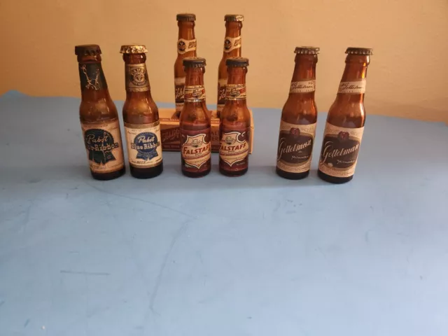 Set of 8 Miniature Vintage Beer Bottles