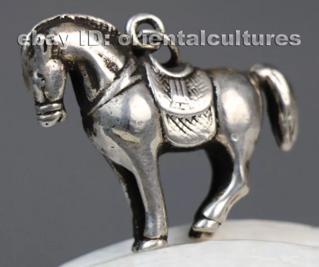 Tribal exotic ethnic chinese handmade miao silver horse sculpture pendant