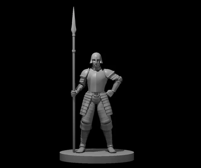 GUARD FEMALE W/SPEAR Commoner NPC 28mm Scale DND D&D Tabletop Mini 5.