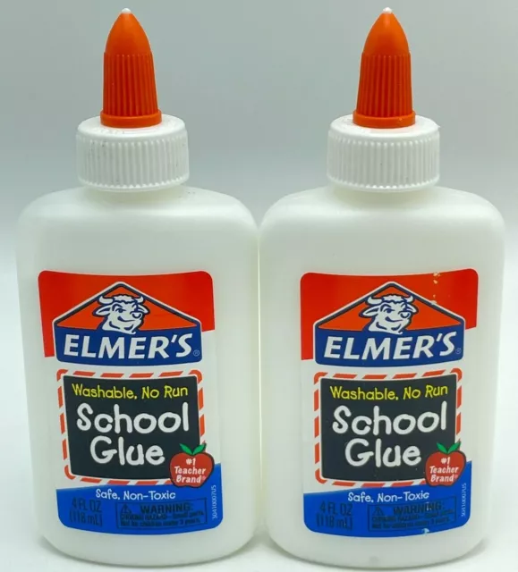 Pegamento escolar lavable sin correr Elmers 4 oz por 1 botella (E304) - paquete de 2