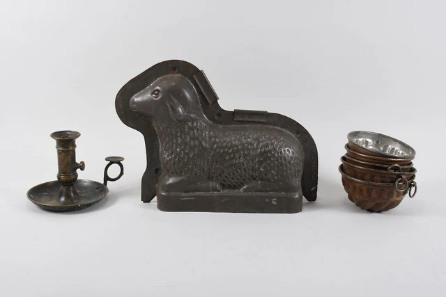 B17Z77 - Colección metal, moldes para hornear y cordero de Pascua, soporte para velas