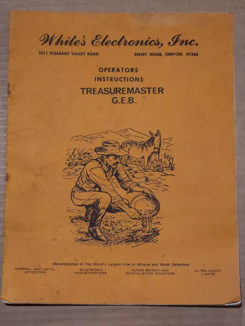 Whites Treasure Master G.E.B. Operating Instructions Booklet metal detector manu