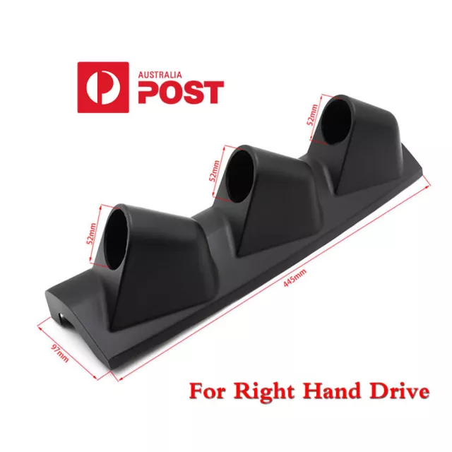 1x Car Triple Gauge Pillar Pod Gauge Holder 52mm For Right Hand Drive Black ABS