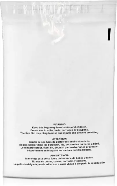 5 X 7 Clear Plastic Flat Poly Bags with Suffocation Warning Self Seal Adhesive 1