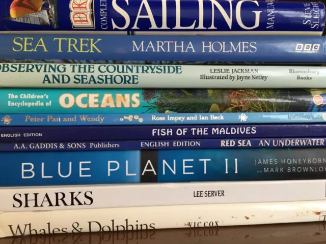 Lot Of 10 Books & Photo Albums About See Deep Water Fish Whales Dolphins Sharks