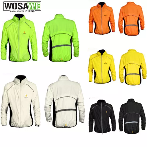 WOSAWE High Vis Mens Cycling Jersey Long Sleeve Jacket Bike Softshell Wind Coat